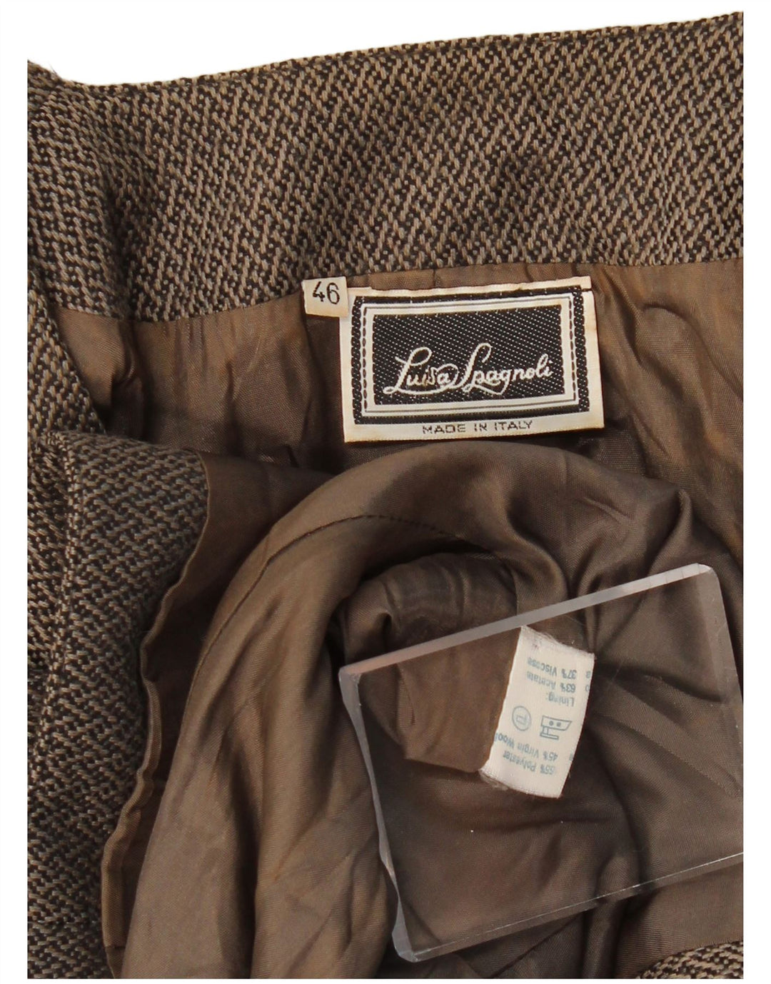 LUISA SPAGNOLI Ženska jakna s 1 gumbom IT 46 Veliki smeđi geometrijski