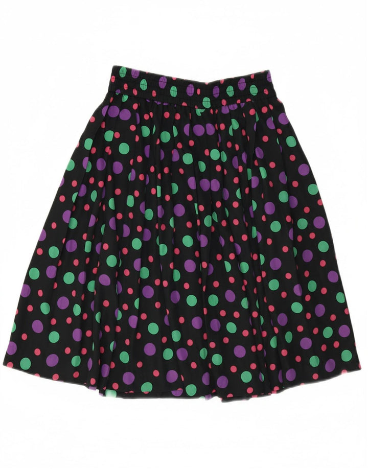 VINTAGE Womens Flared Skirt W28 Medium Black Polka Dot Vintage Vintage and Second-Hand Vintage from Messina Hembry 