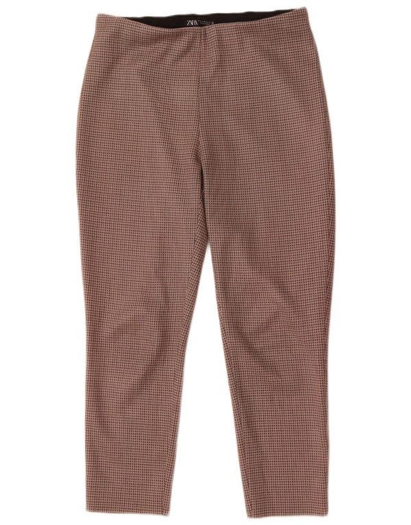 Zara ženske uske skraćene hlače XL W32 L26 bež houndstooth