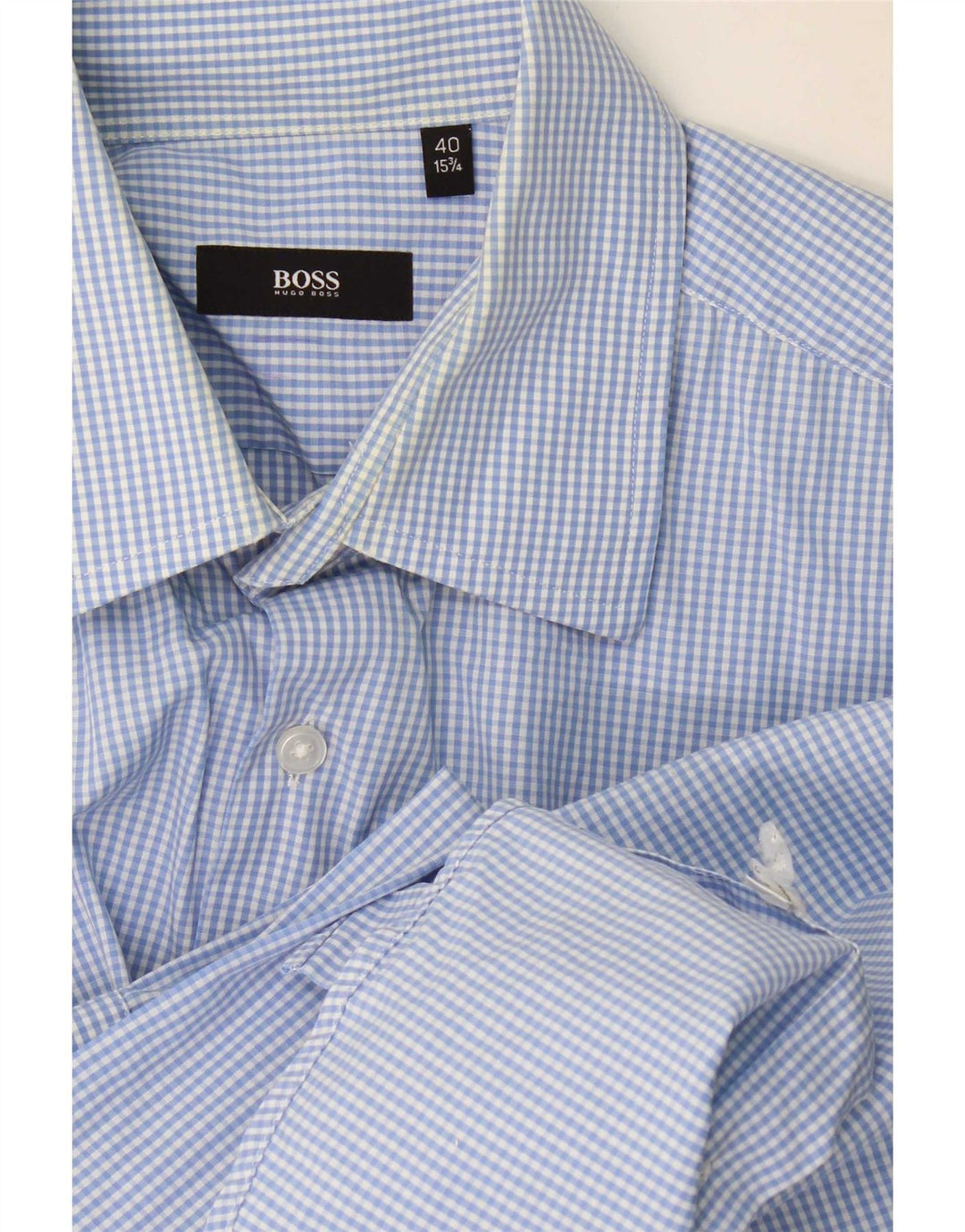 Hugo Boss muška košulja veličina 40 15 3/4 srednje plava gingham