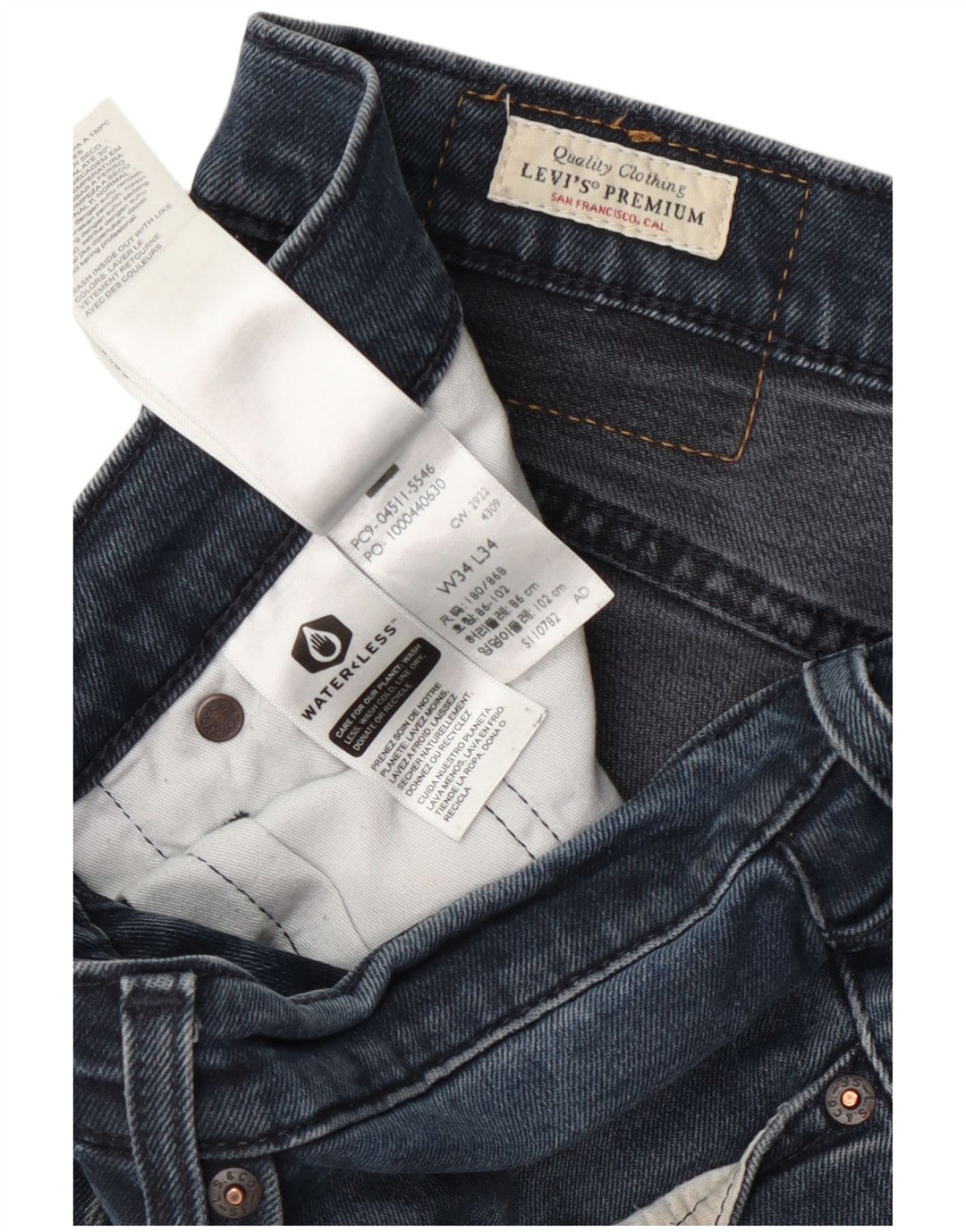 Levi's muške uske traperice W34 L34 tamnoplavi pamuk