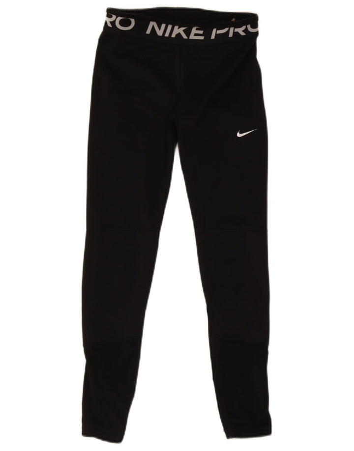 Nike Ženske Dri Fit Graphic Leggings UK 14 Veliki crni poliester
