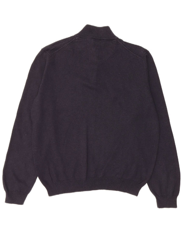 Massimo Dutti muški džemper s izrezom i srednjim tamnoplavim pamukom