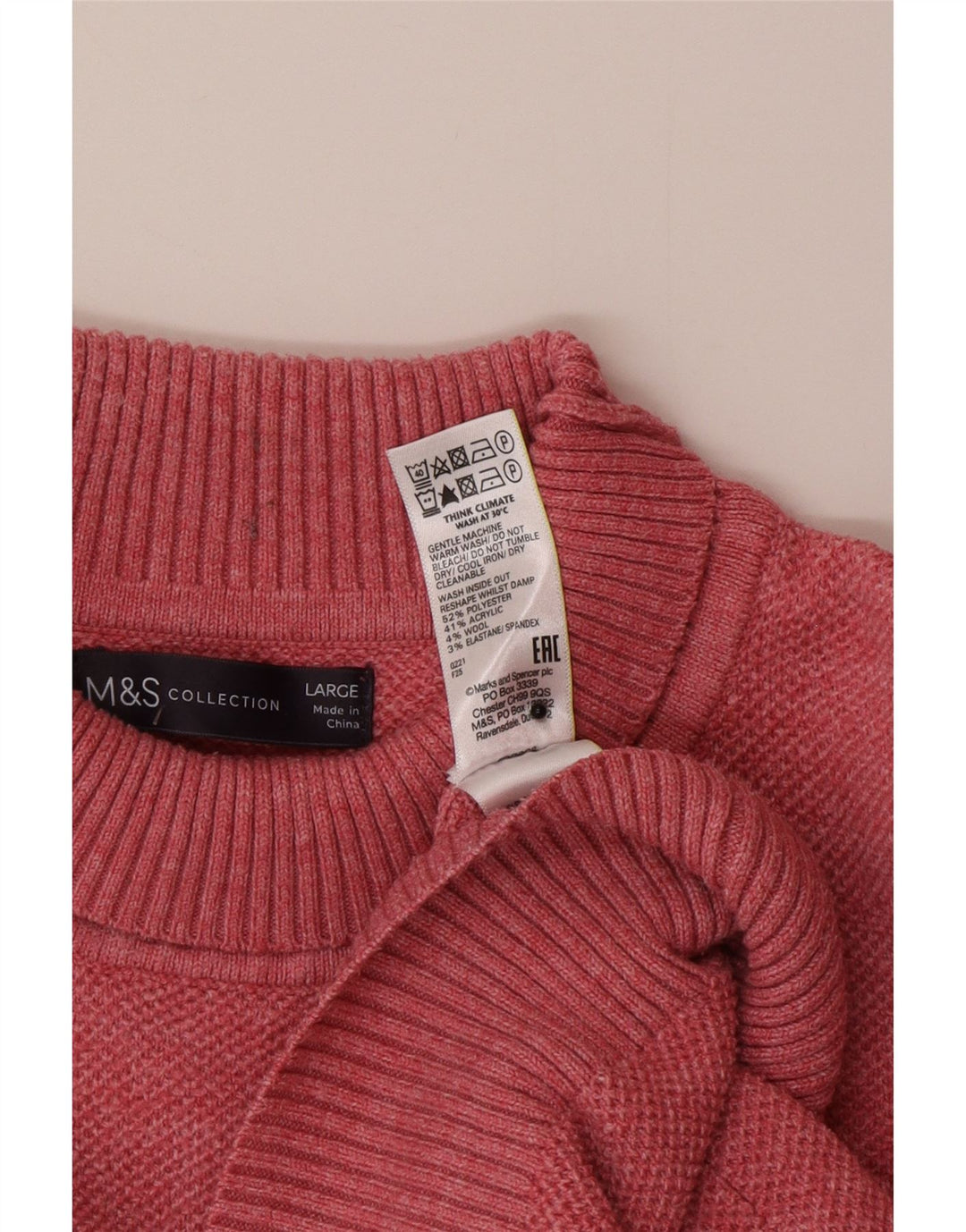Marks & Spencer ženski pulover s velikim ovratnikom UK 16 Veliki ružičasti