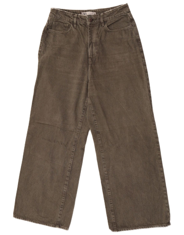 Zara Womens Wide Leg Jeans EU 38 Small W28 L26 Khaki