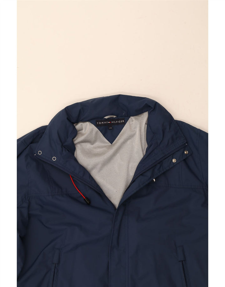 TOMMY HILFIGER Mens Overcoat UK 40 Large Navy Blue Polyester Vintage Tommy Hilfiger and Second-Hand Tommy Hilfiger from Messina Hembry 