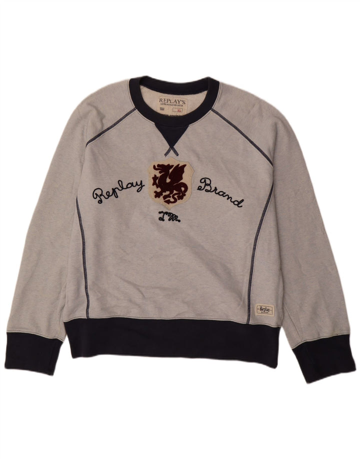 REPLAY muška majica s grafičkim motivima XL pamuk plave boje