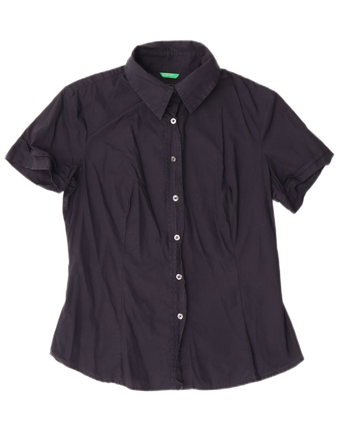 BENETTON ženska košulja kratkih rukava UK 14 Veliki tamnoplavi pamuk