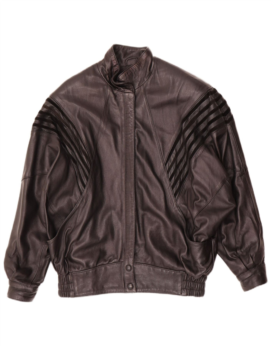 Vintage ženska prevelika kožna jakna EU 38 srednje crne kože