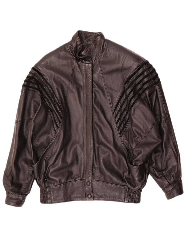 Vintage ženska prevelika kožna jakna EU 38 srednje crne kože