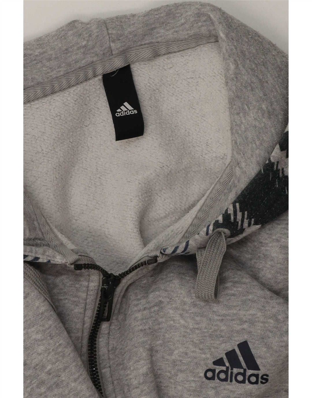 Adidas muški pulover s kapuljačom na patentni zatvarač veliki sivi geometrijski