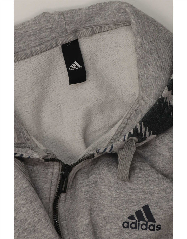 Adidas muški pulover s kapuljačom na patentni zatvarač veliki sivi geometrijski