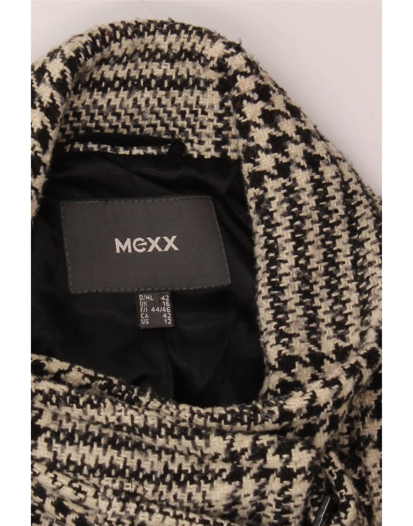 MEXX Womens Jacket UK 16 Large  Black Houndstooth Acrylic Vintage Mexx and Second-Hand Mexx from Messina Hembry 