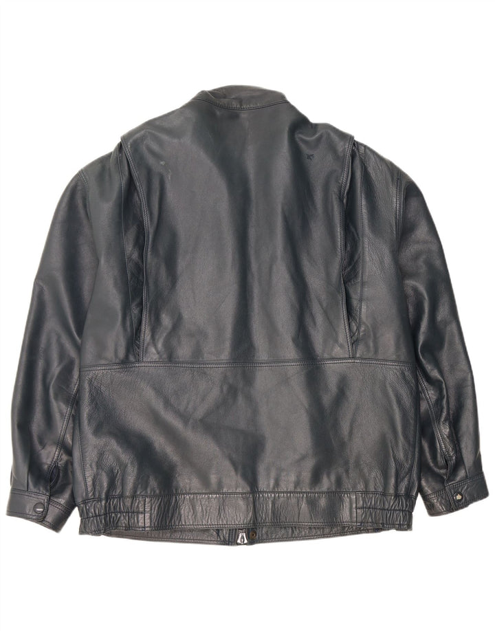Vintage muška kožna jakna UK 42 XL tamnoplava koža