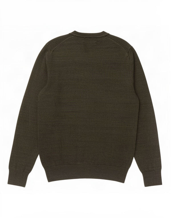 Marks & Spencer Mens Crew Neck Jumper Sweater Small Khaki Flecked Cotton