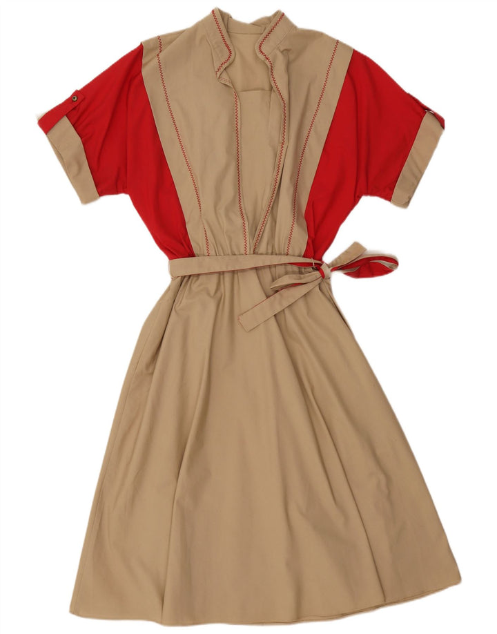 VINTAGE ženska maksi haljina UK 16 Veliki bež blok boja