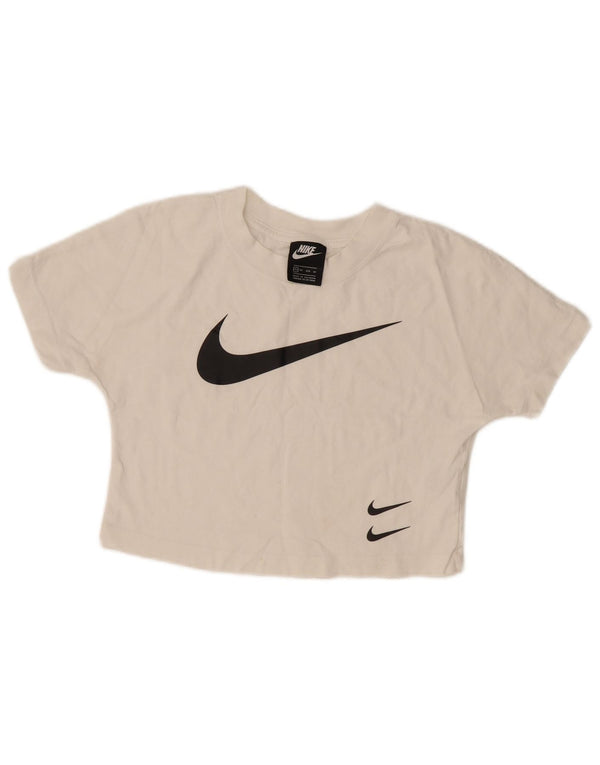 Nike Ženska skraćena majica kratkih rukava UK 6 XS Bijeli pamuk