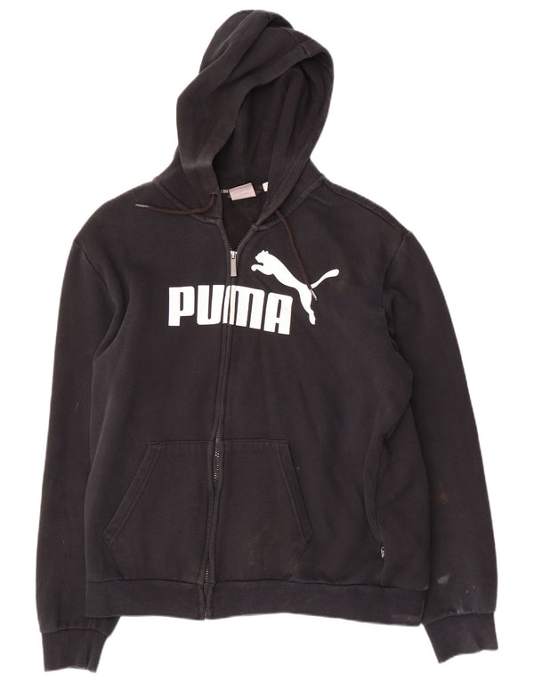 Puma Mens Graphic Zip Hoodie Sweater Large Black Cotton