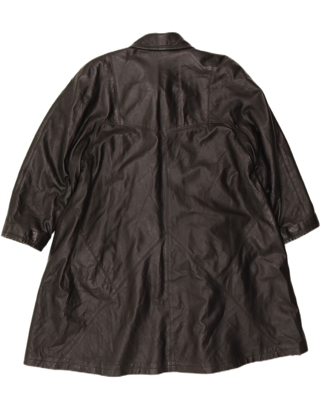 VINCENT Womens Oversized Leather Coat IT 44 Medium Black Leather Vintage Vincent and Second-Hand Vincent from Messina Hembry 