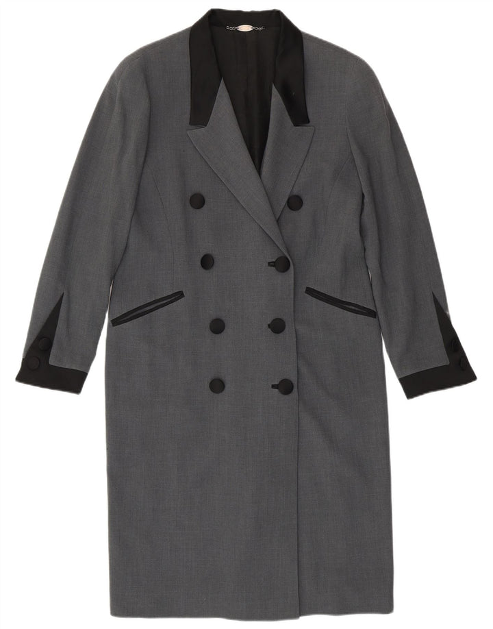 Vintage ženski kaput s dvorednim kopčanjem IT 46 velika siva vuna