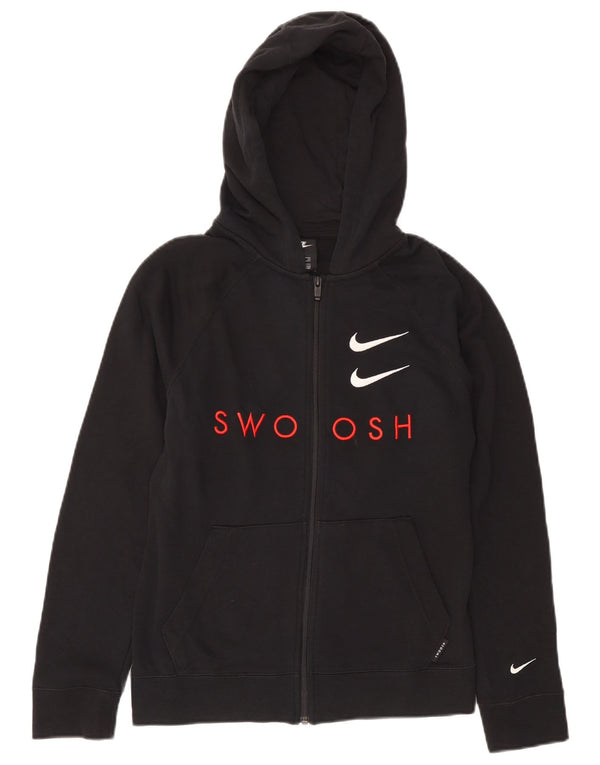 Nike Boys Swoosh Graphic Zip pulover s kapuljačom 13-14 godina XL crni pamuk