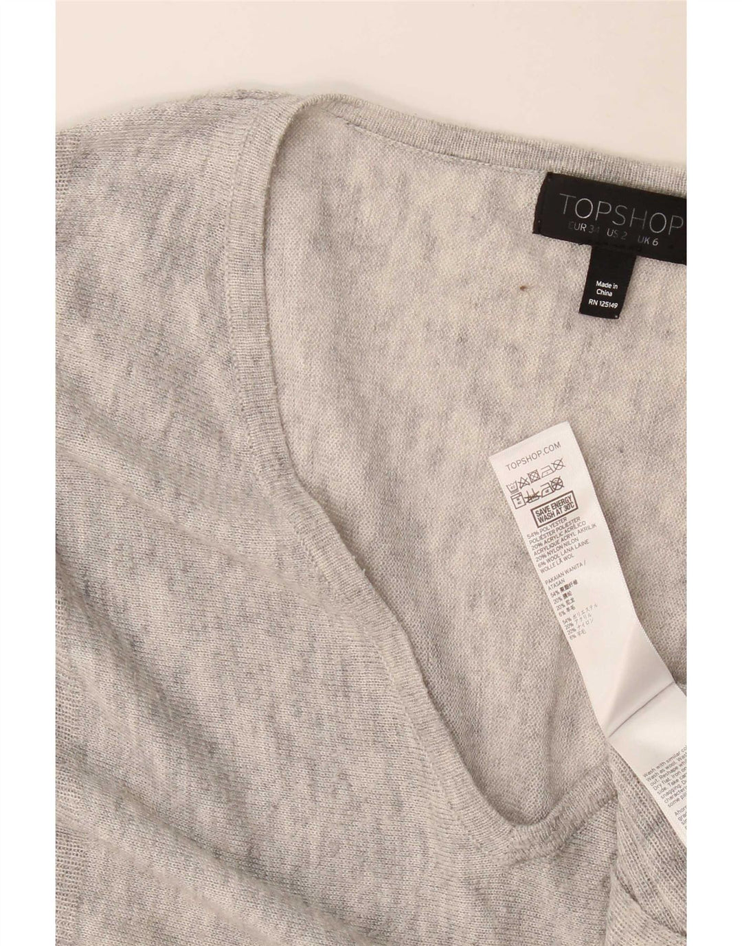 Topshop velika ženska majica dugih rukava UK 6 XS sivi flekasti poliester
