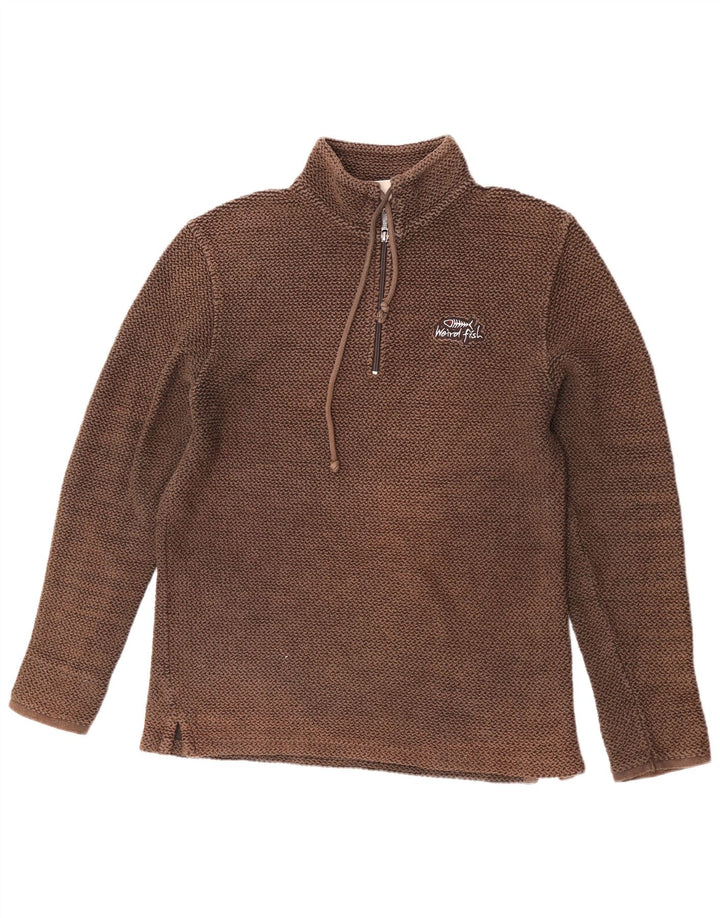 Weird Fish Muški džemper s izrezom s patentnim zatvaračem Srednje smeđi