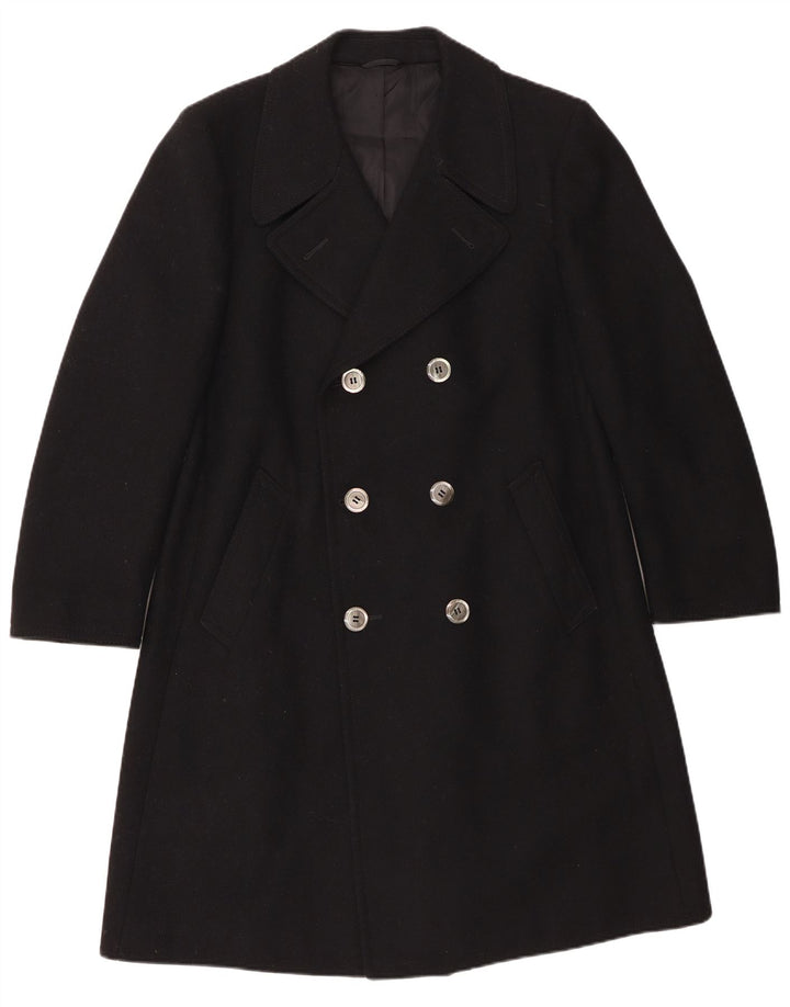 Vintage muški kaput s dvorednim kopčanjem IT 54 2XL crna vuna