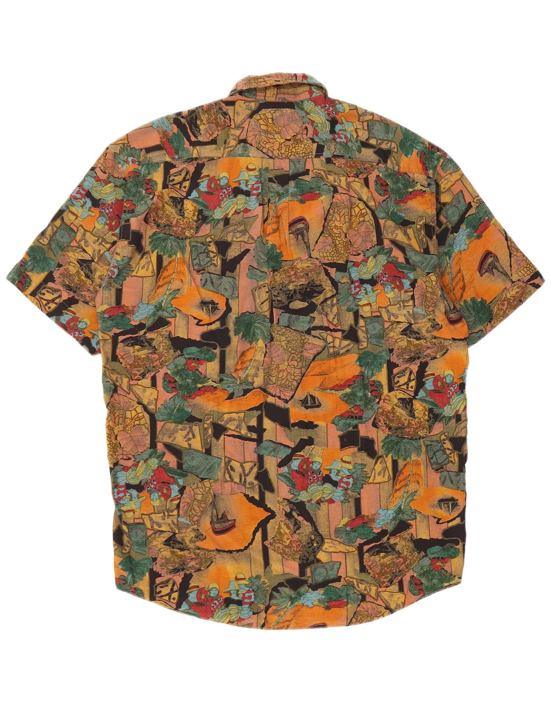 Vintage muška mala višebojna košulja s apstraktnim uzorkom kratkih rukava
