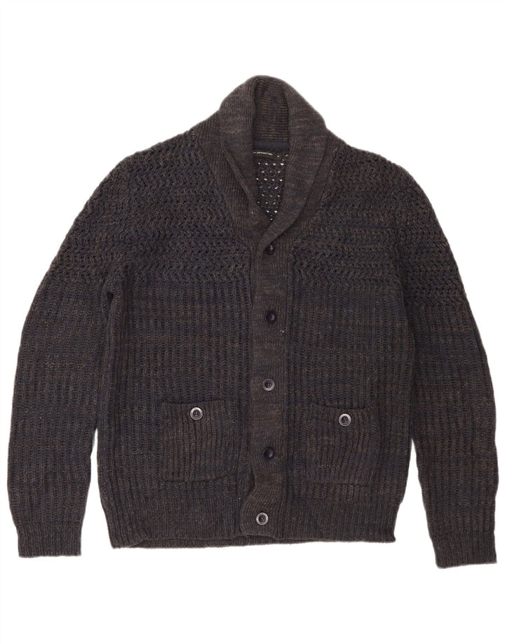 French Connection muški kardigan pulover srednje tamnoplave boje s mrljama od akrila