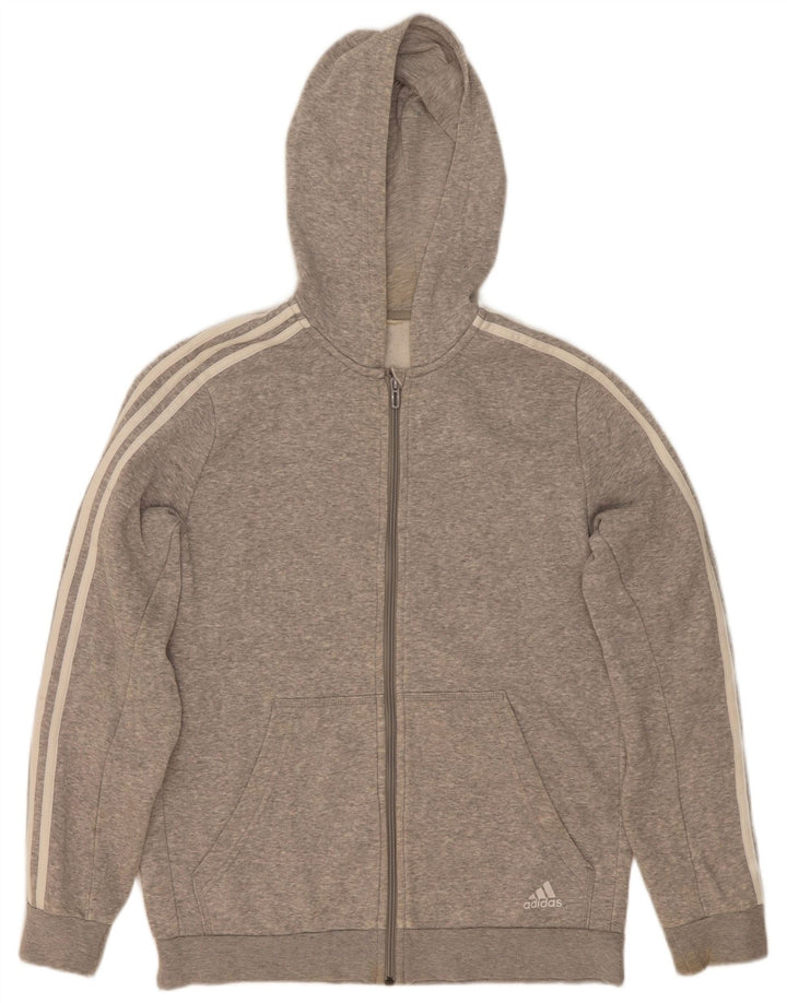 Adidas muški pulover s kapuljačom na patentni zatvarač, srednje sivi s pjegama