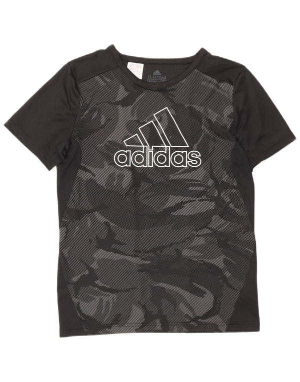 Adidas Boys Graphic T-Shirt Top 13-14 Years Black Geometric Sports
