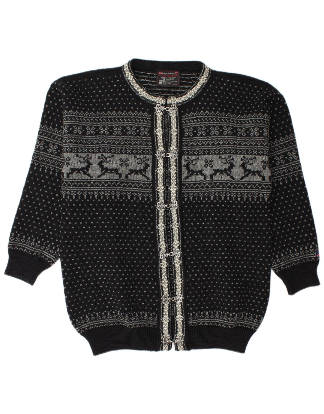 Norwool muški kardigan džemper srednje crne boje Fair Isle New Wool