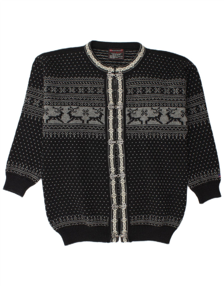 Norwool muški kardigan džemper srednje crne boje Fair Isle New Wool