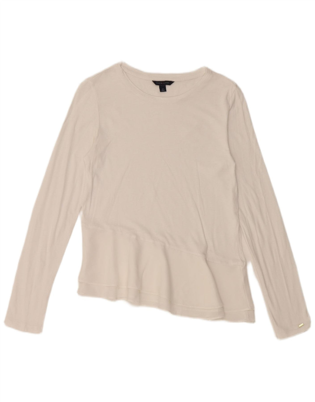 TOMMY HILFIGER Ženska asimetrična majica dugih rukava UK 10 Mala bijela