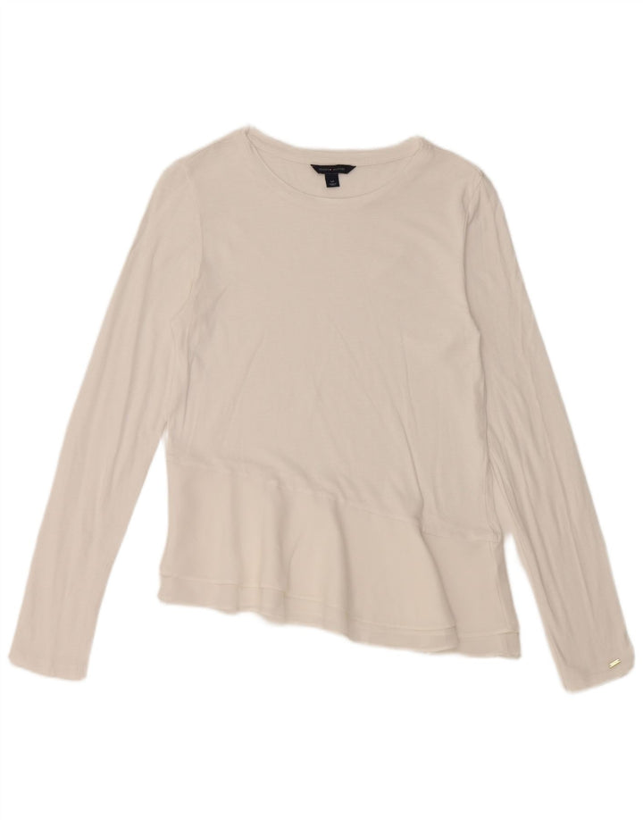 TOMMY HILFIGER Ženska asimetrična majica dugih rukava UK 10 Mala bijela