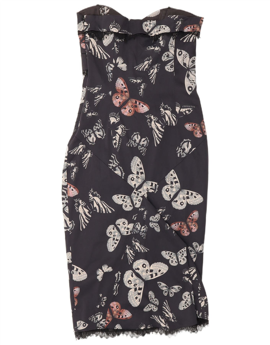 KAREN MILLEN Ženska haljina bez naramenica UK 12 srednje tamnoplava leptir