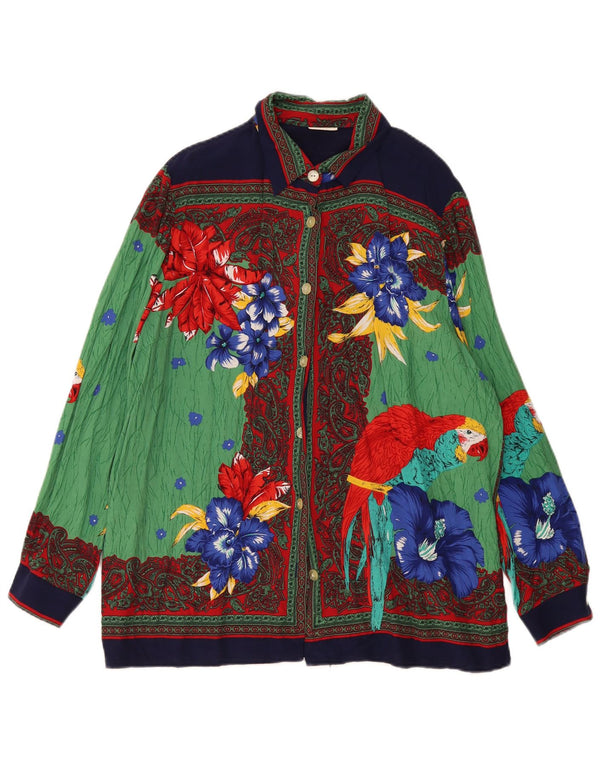 Vintage ženska košulja bluza UK 16 Veliki raznobojni cvjetni