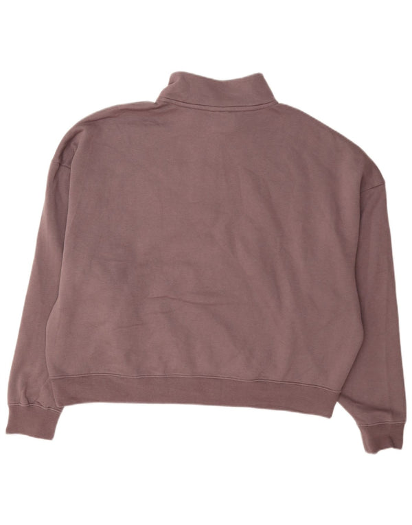 Puma Womens Crop Zip Neck Sweatshirt Jumper UK 18 XL Purple Cotton