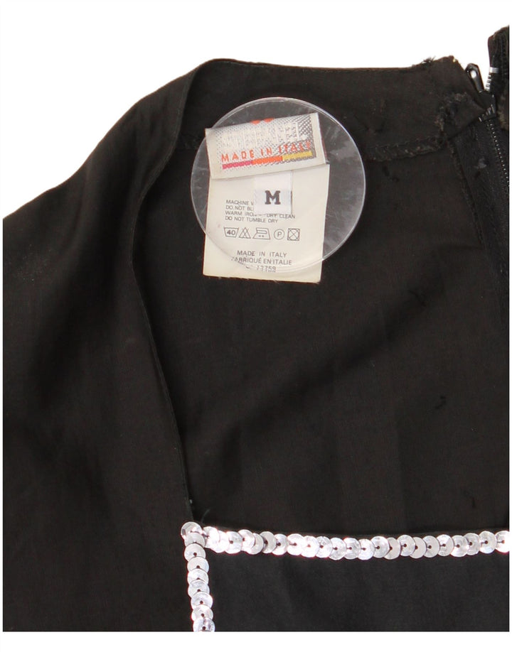 STEFANEL ženska maksi haljina UK 12 Srednje crni pamuk