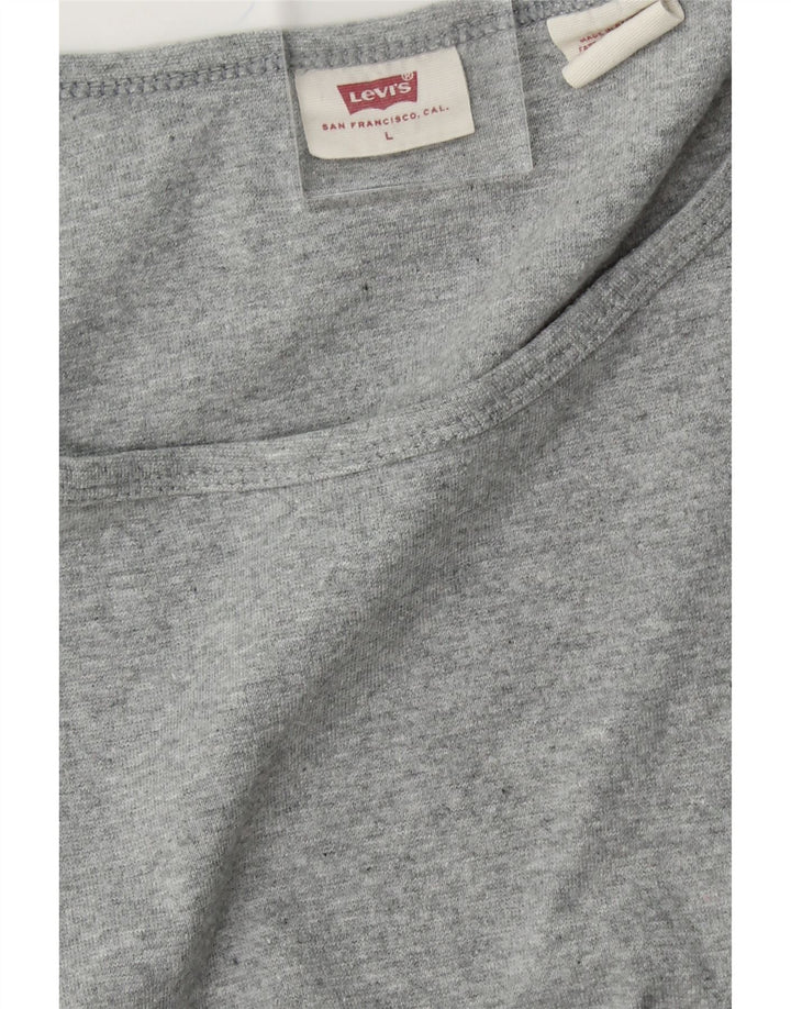 LEVI'S Womens T-Shirt Top UK 14 Large Grey Vintage Levi's and Second-Hand Levi's from Messina Hembry 