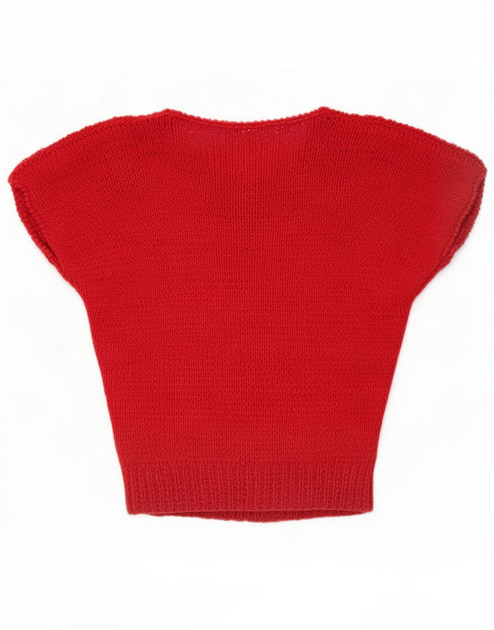 Vintage ženski pulover pletena bluza Top UK 14 Medium Red