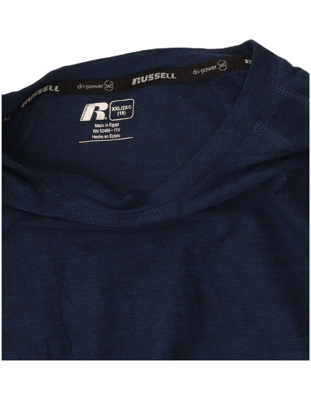 RUSSELL ATHLETIC Boys Top Long Sleeve 15-16 Years 2XL  Navy Blue Polyester