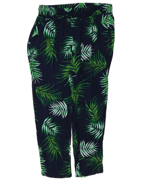 Marks & Spencer ženske ležerne hlače UK 14 velike W34 L28 tamnoplave cvjetne