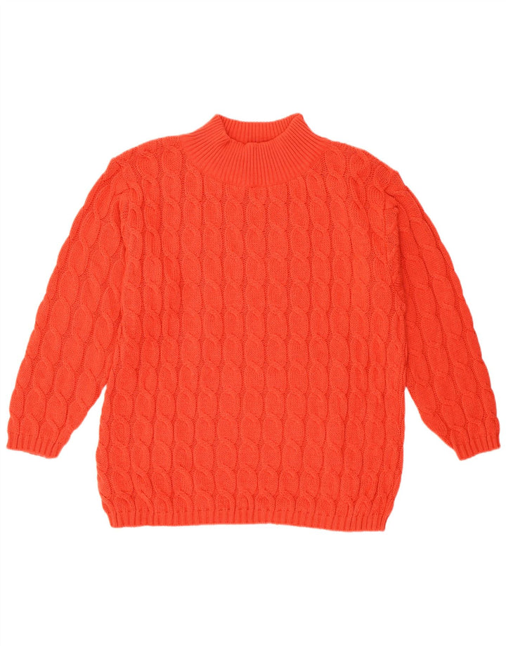 VINTAGE ženski džemper s kornjačičastim ovratnikom UK 14 Srednja crvena vuna