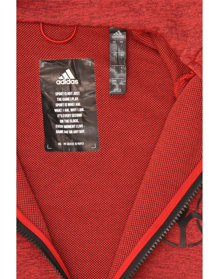 Adidas muška pulover s kapuljačom s patentnim zatvaračem, veliki crveni pjegavi poliester