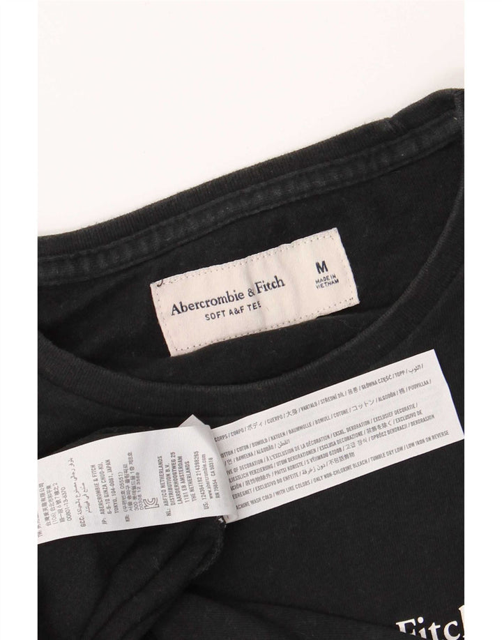 Abercrombie & Fitch muška grafička majica dugih rukava, srednji crni pamuk