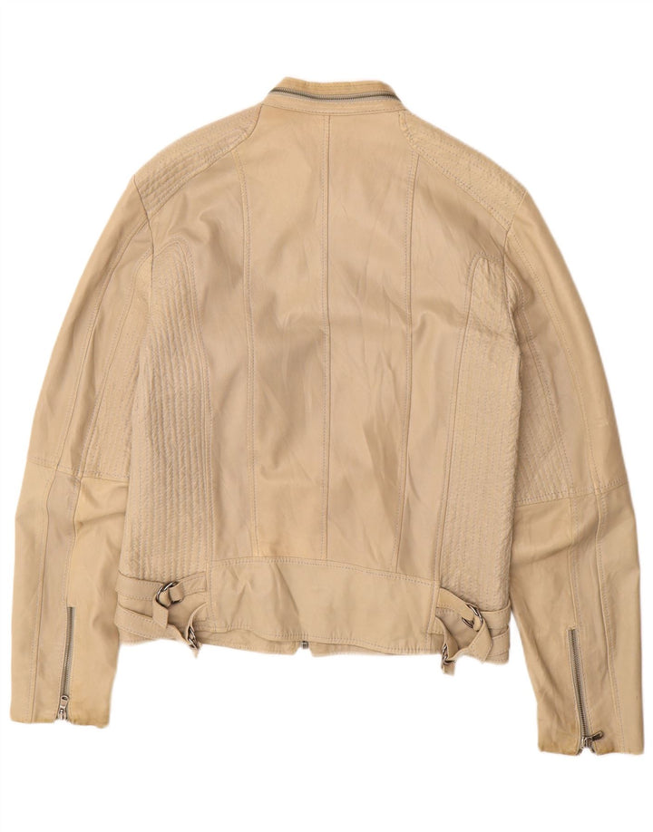 Vintage ženska kožna jakna UK 16 velika bež koža