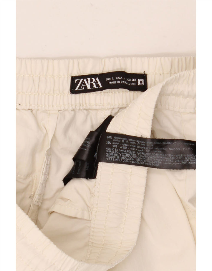 ZARA Muške Cargo kratke hlače Large W32 Bijeli pamuk