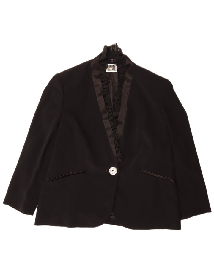PERTE BY KRIZIA Womens 1 Button Blazer Jacket UK 14 Large Black